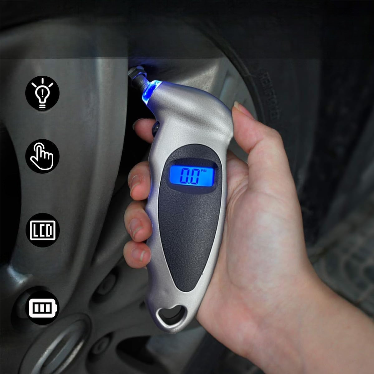 Manomètre Pression Pneu - AutoTireCheck™ - TG205 Argenté