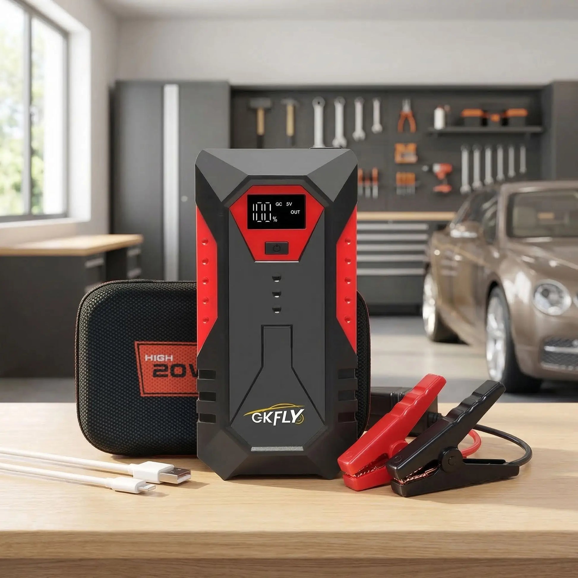 Booster batterie voiture 3000A PowerStart rouge démarreur portable 12V essence diesel
