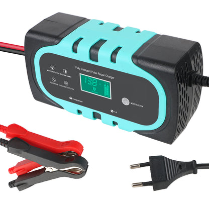 Chargeur batterie voiture 12V 10A 140W bleu impulsion intelligente avec câble de charge et prise universelle
