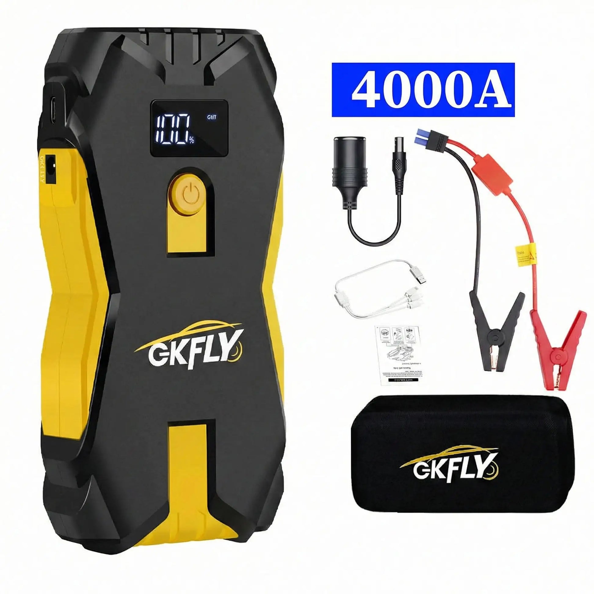 "Booster batterie voiture portable 3000A-4000A jaune démarreur essence diesel USB