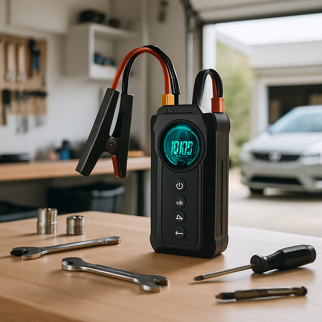Booster batterie voiture UltraStart 10000mAh contenu de la boîte avec accessoires et câbles de démarrage