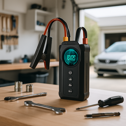 Booster batterie voiture UltraStart 10000mAh contenu de la boîte avec accessoires et câbles de démarrage