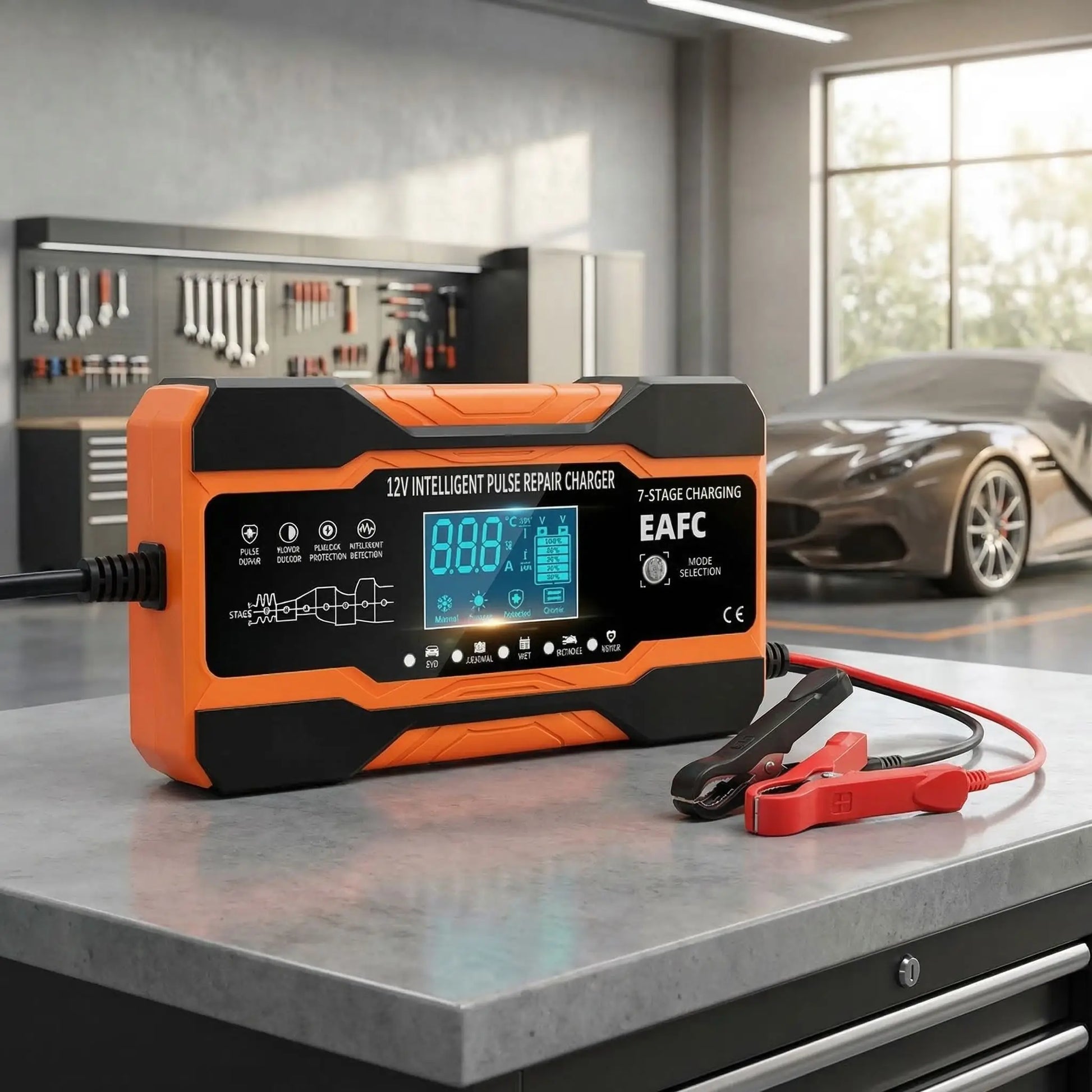Chargeur batterie 12V 12A 240W  affichage et indicateurs de charge