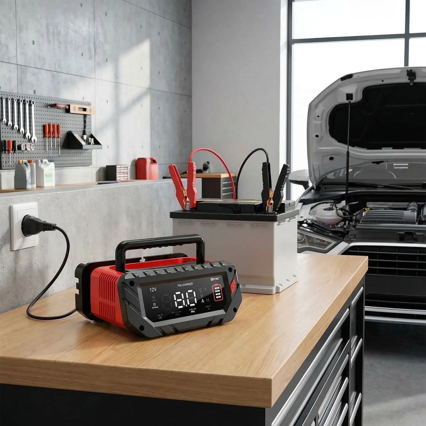 Chargeur batterie 30A 6V/12V/24V affichage et indicateurs de charge