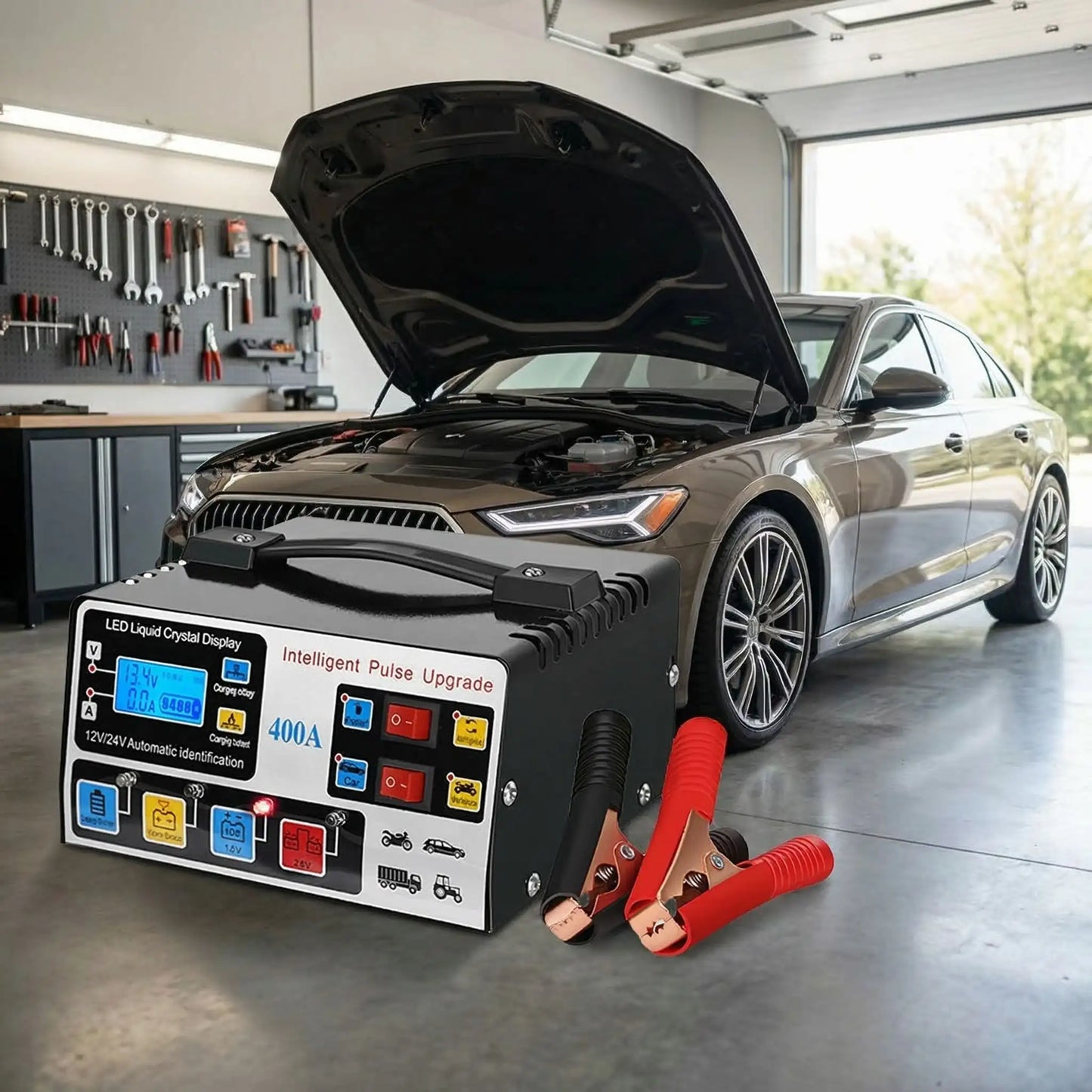 Chargeur batterie voiture 400A 12V/24V tranquillité d'esprit pour départs en vacances sans panne
