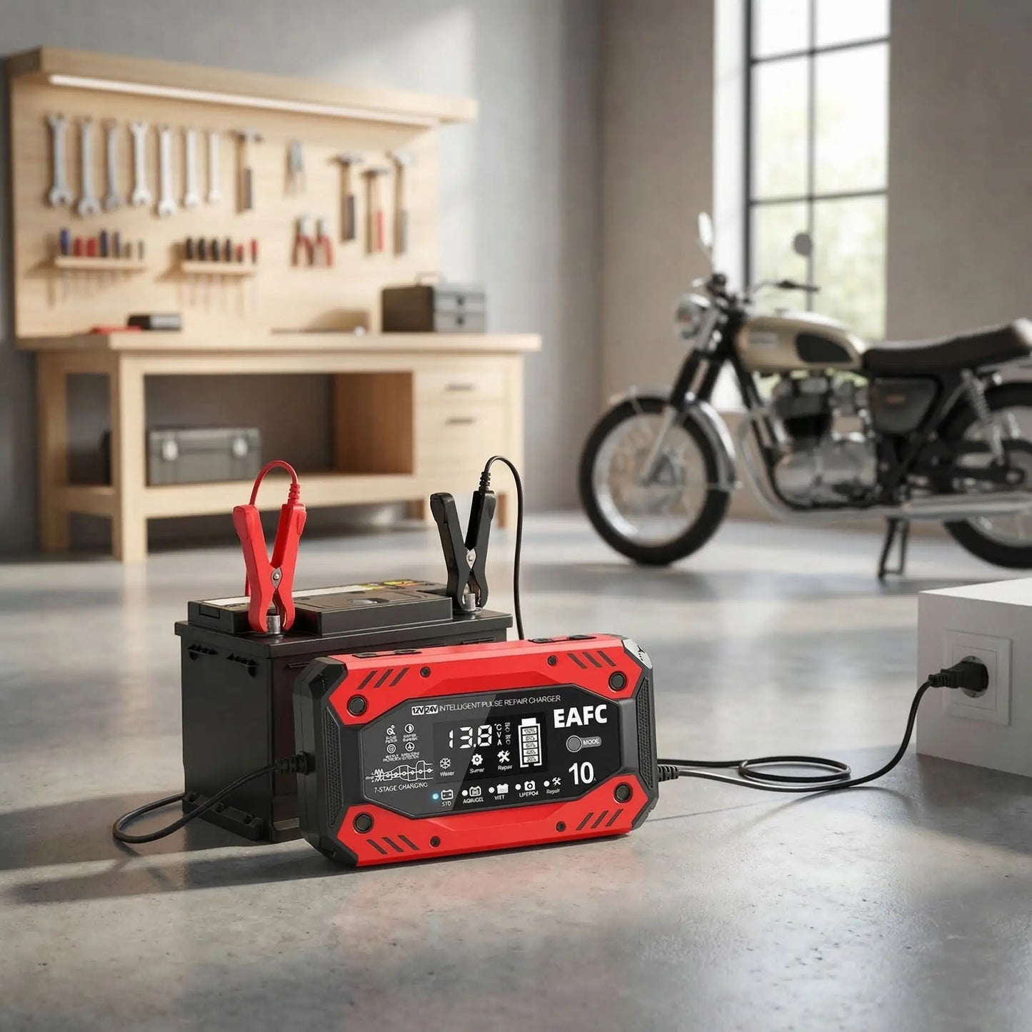 Écran LCD du chargeur de batterie intelligent EAFC affichage clair et simple pour tous conducteurs