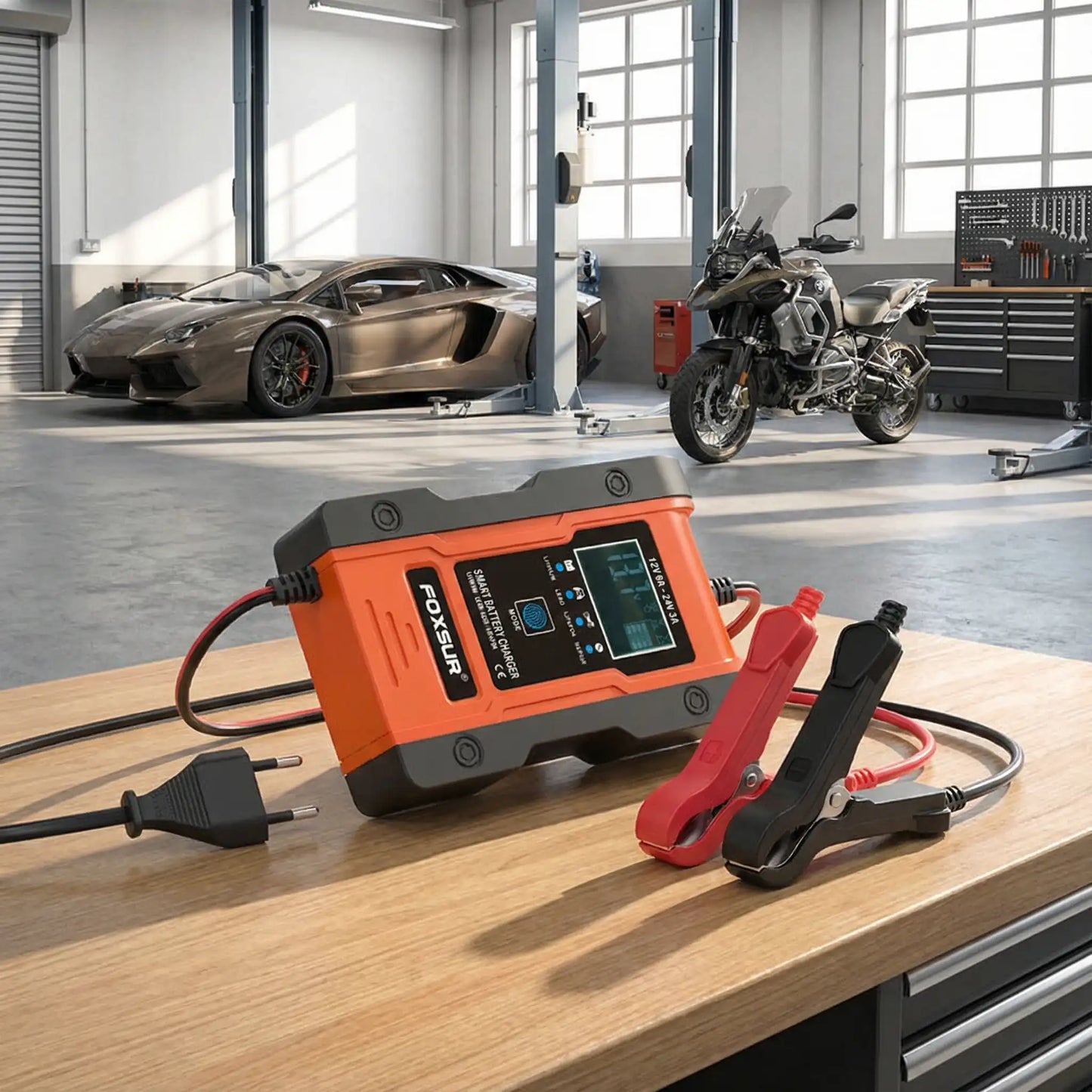 Chargeur de batterie intelligent EnergyBoost 12V 24V 6A  vue détaillée du produit pour voiture et camion