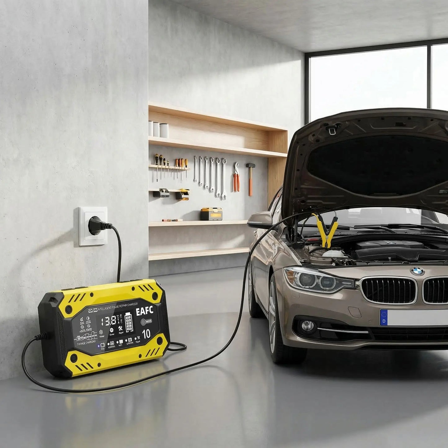 Chargeur batterie intelligent EAFC compatible AGM, GEL, Wet, Dry et Lithium voiture et moto