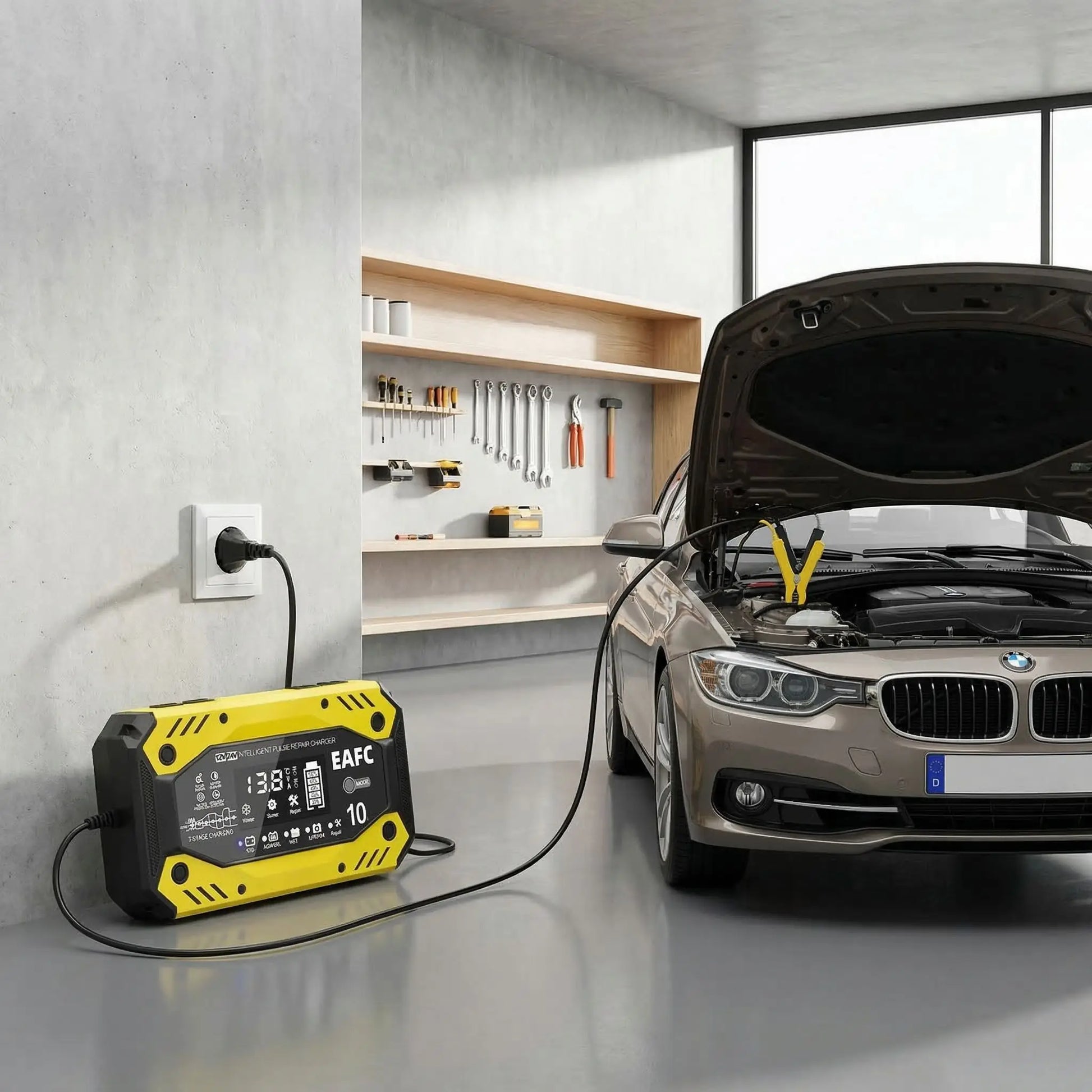 Chargeur batterie intelligent EAFC compatible AGM, GEL, Wet, Dry et Lithium voiture et moto