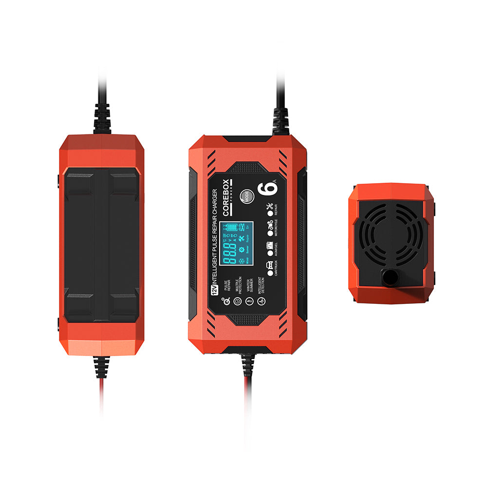chargeur batterie voiture 12v vues avant inferieure laterale