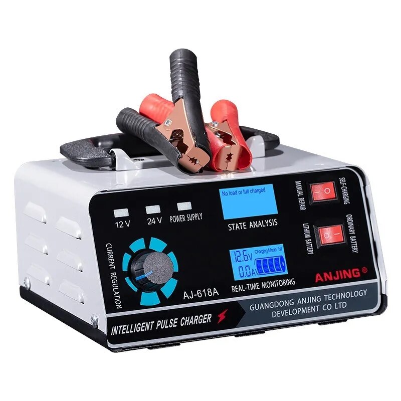 Chargeur batterie voiture 30A avec câbles de charge robustes 12V 24V