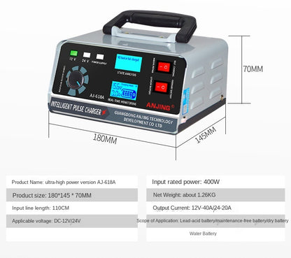 chargeur batterie voiture auto puissant vue dimensionnelle