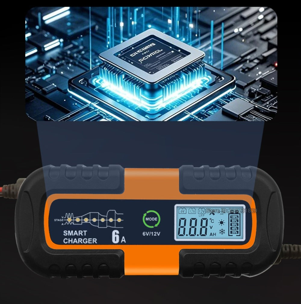 Chargeur de batterie voiture intelligent 12V 6A avec fonction booster Auto-Moto