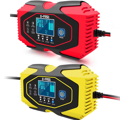 Chargeur de batterie voiture intelligent 12V/24V 600W – modèles jaune et rouge écran LCD charge automatique