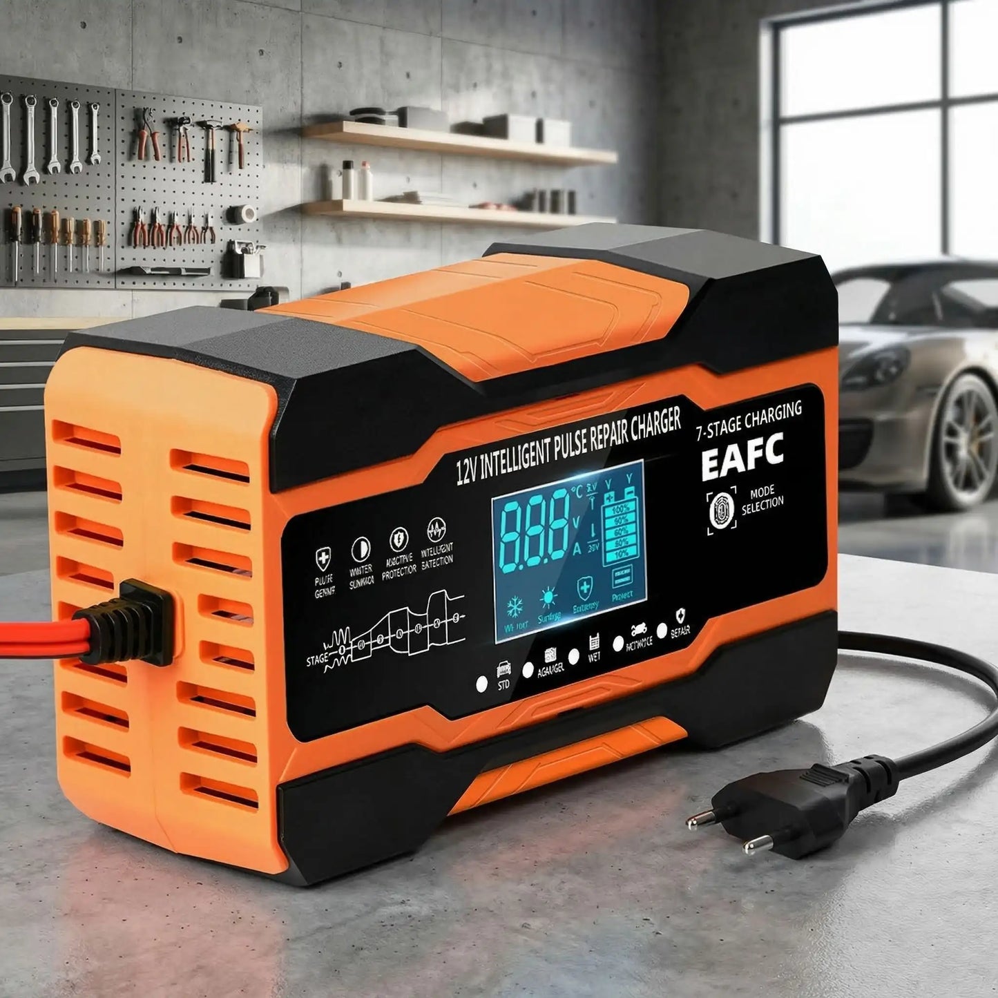 Chargeur de batterie voiture technologie impulsive 12V 12A 240W