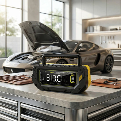 chargeur de batterie intelligent pour voiture m tension ecran lcd jaune 