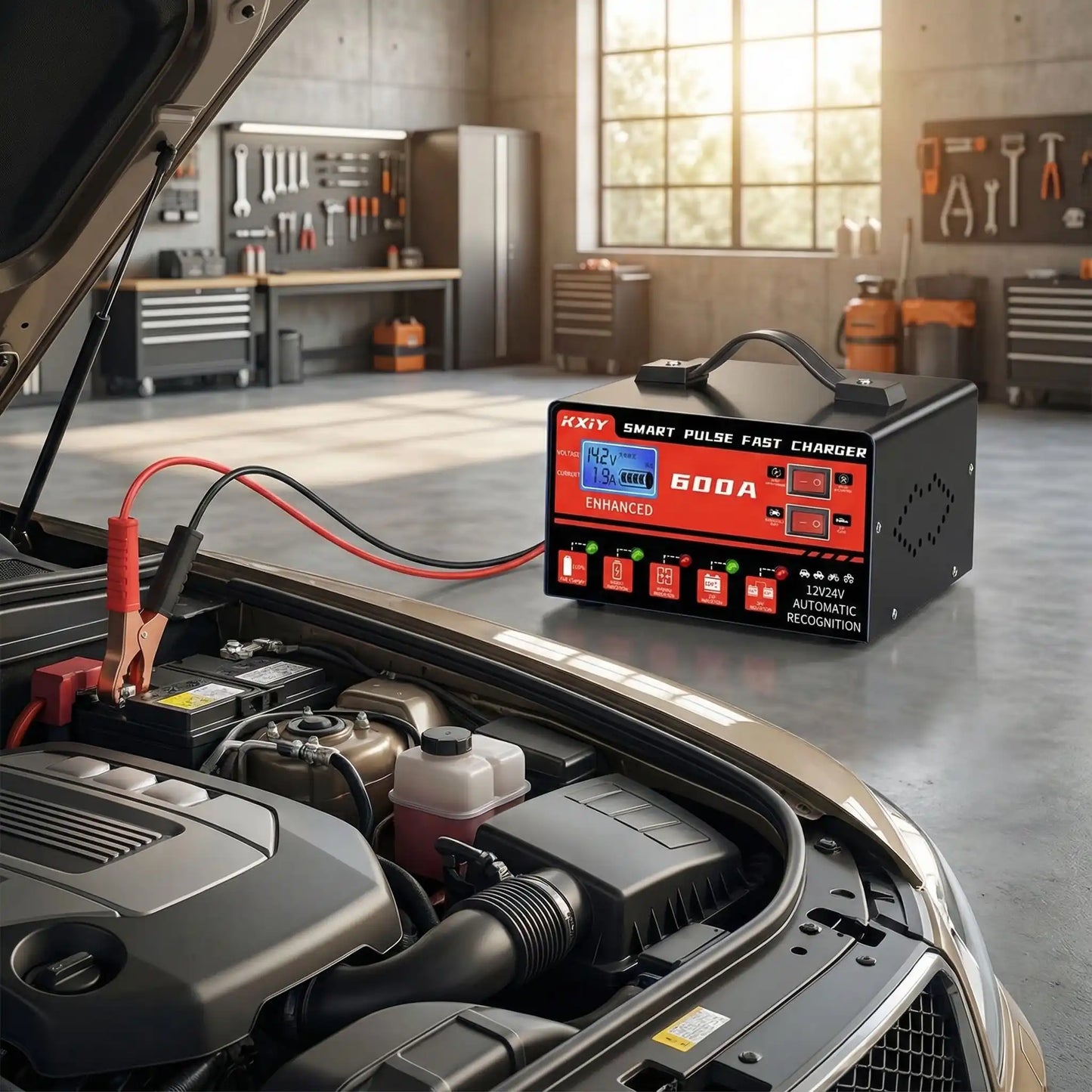 Chargeur de batterie voiture intelligent avec système de diagnostic automatique 12V 24V