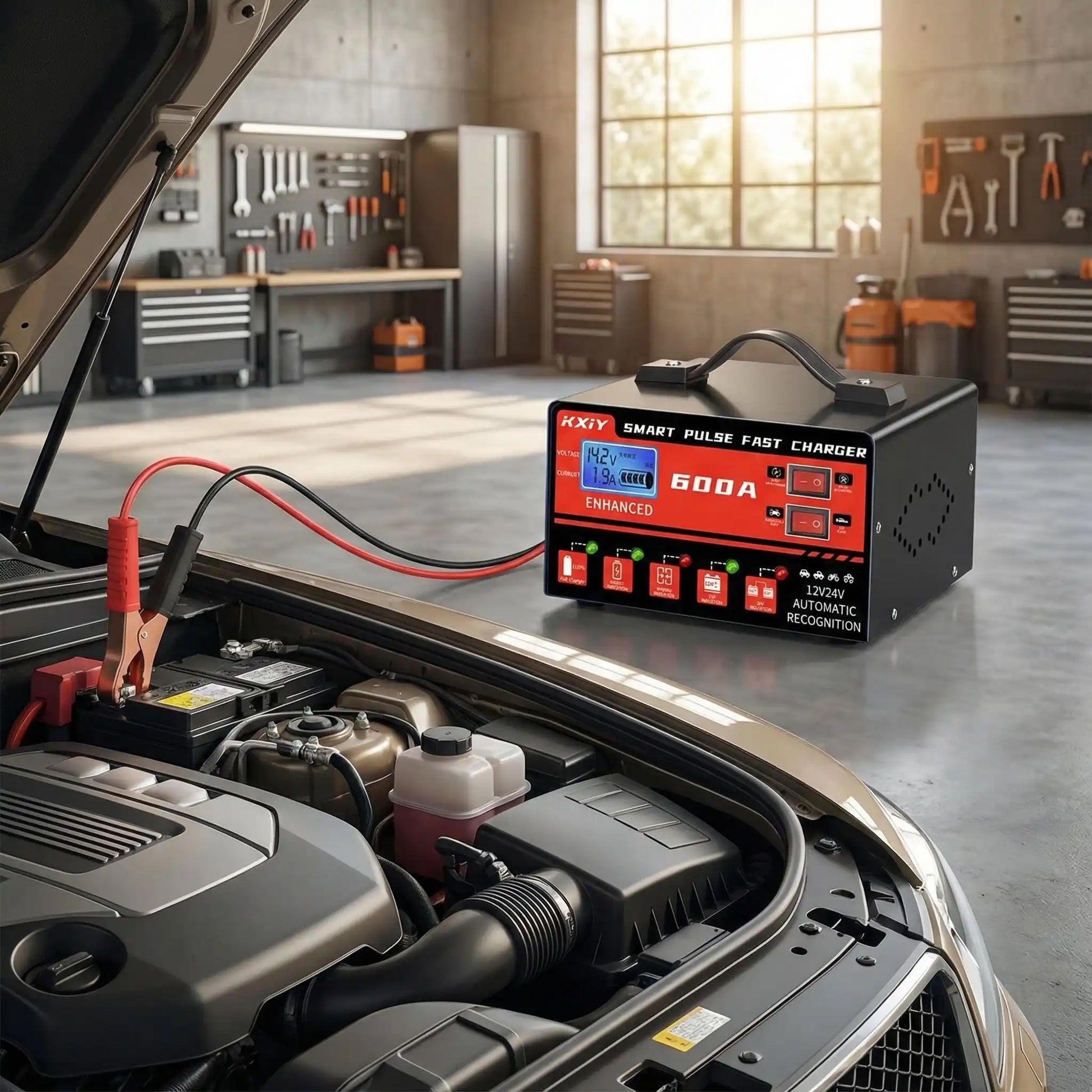 Chargeur de batterie voiture intelligent avec système de diagnostic automatique 12V 24V