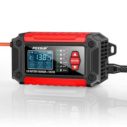 chargeur de batterie voiture testeur lcd rouge noir