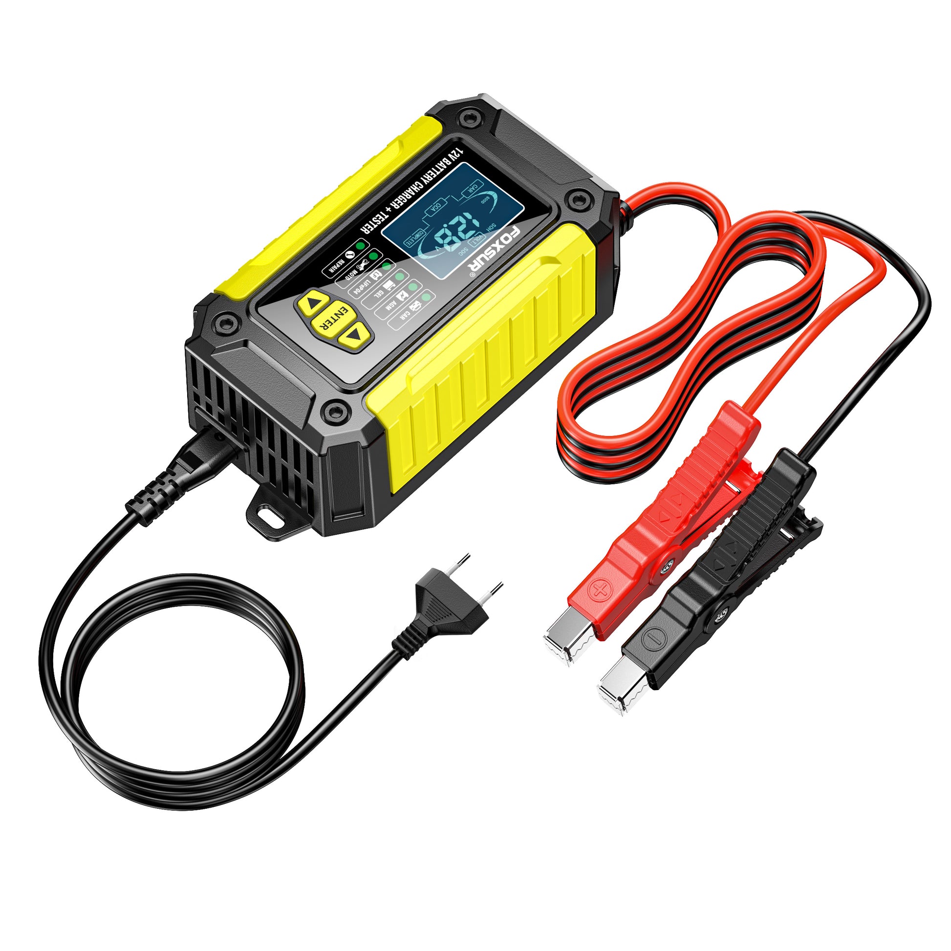 Chargeur testeur batterie 2-en-1 600W compatible voiture, moto, SUV et bateau AGM GEL WET
