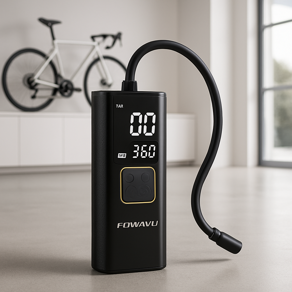 Compresseur portatif voiture UltraPSI 12V vue de face avec écran LCD et boutons de commande