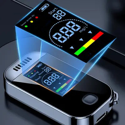 Éthylotest électronique digital gris design compact et discret, arrêt automatique 30 secondes