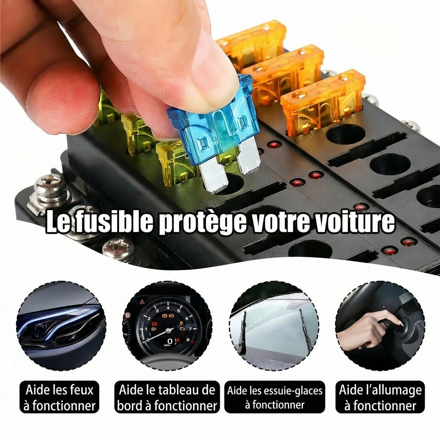 Kit fusibles lame auto 180 pièces fusibles Standard Mini Micro multicolores codés par ampérage 2A-40A