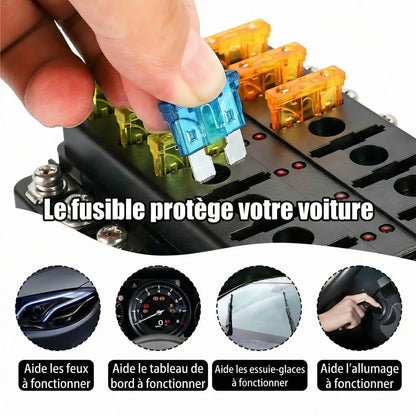 Kit fusibles lame auto 180 pièces fusibles Standard Mini Micro multicolores codés par ampérage 2A-40A