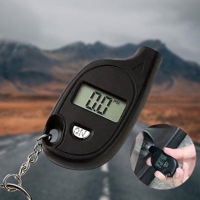 Manomètre digital noir boîtier ABS résistant, format compact et portable

