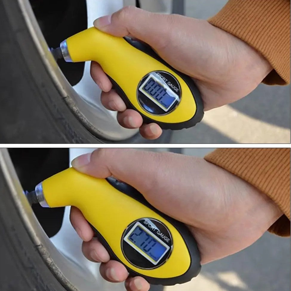 Manomètre R-6802 jaune connexion valve voiture moto, lecture instantanée