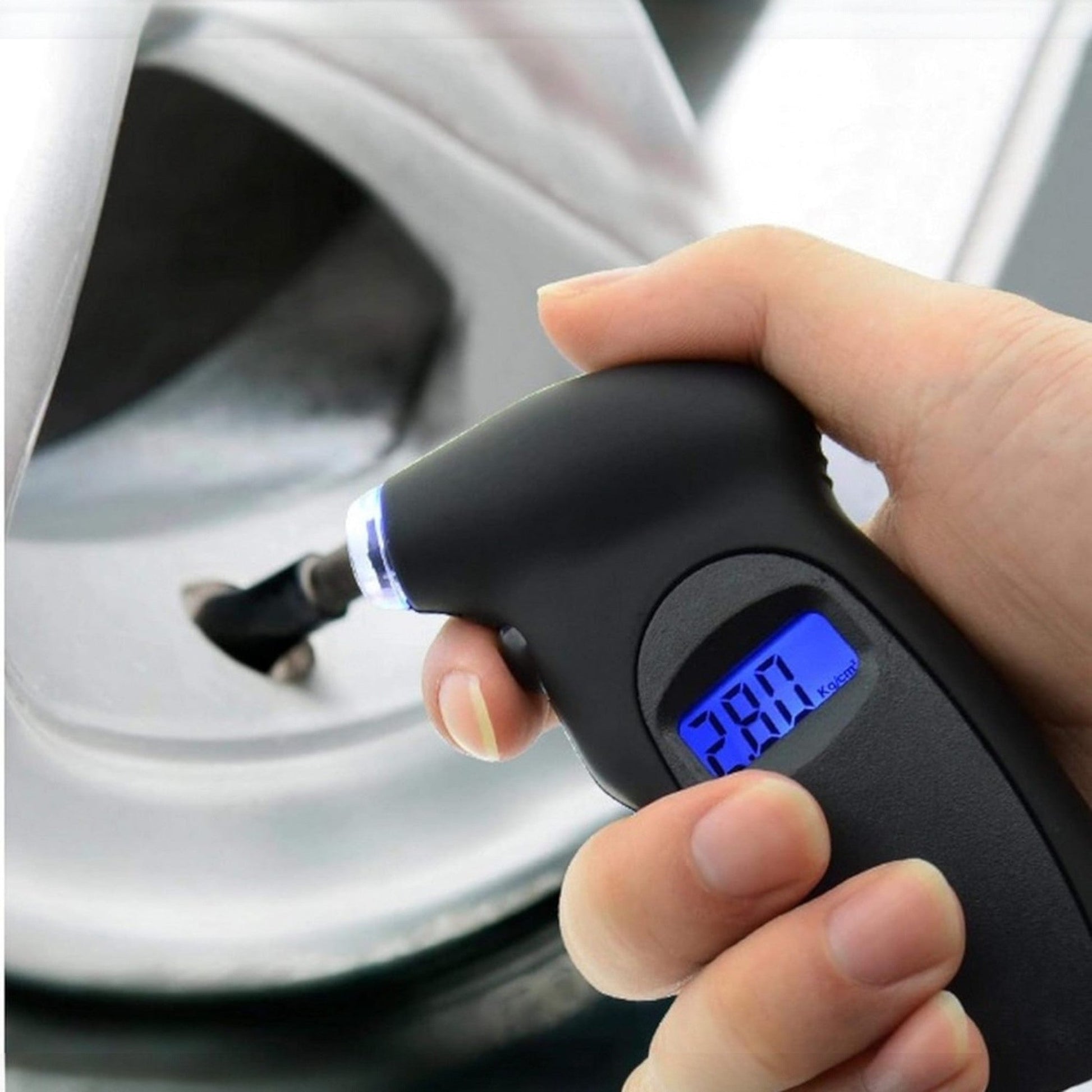 Manomètre Pression Pneu TG205 Noir Affichage PSI BAR KPA sur Écran LCD Numérique