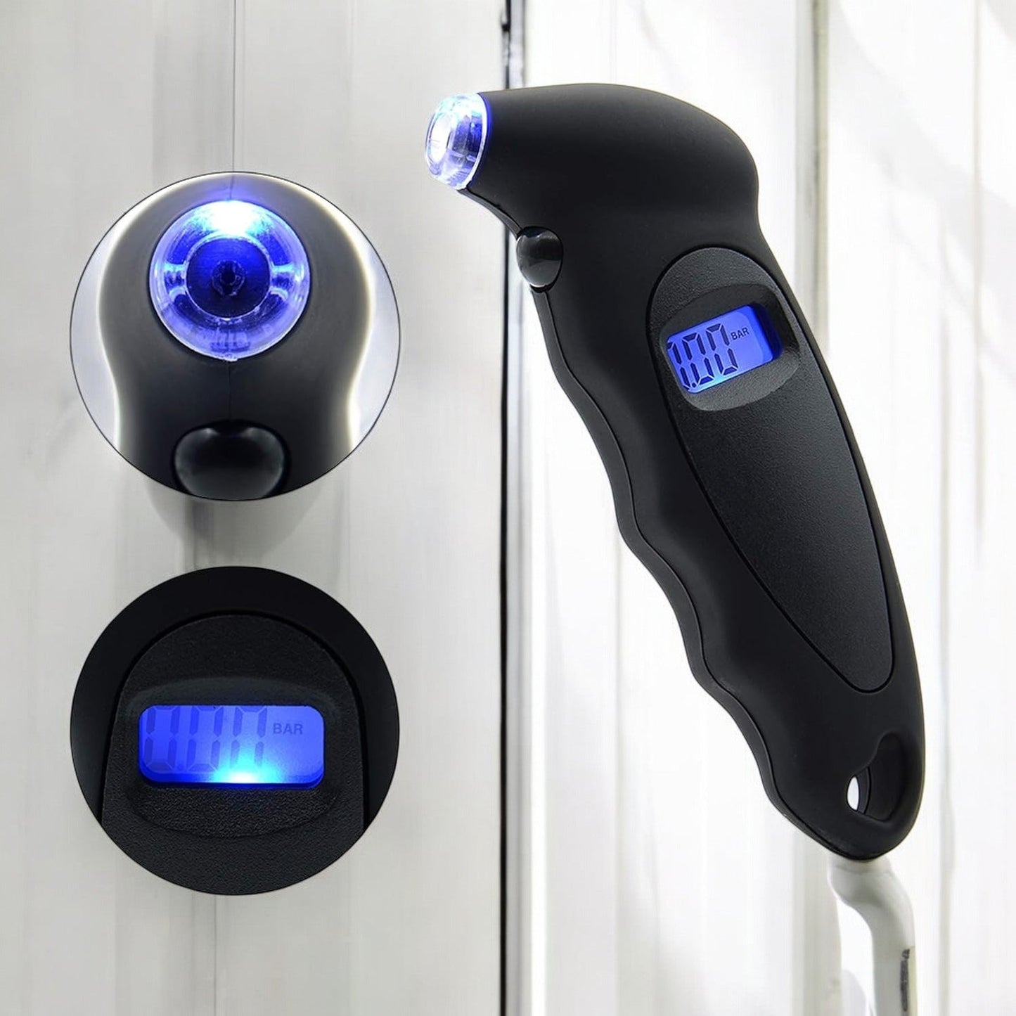 Manomètre Pression Pneu TG205 Noir Compact Boîte à Gants Arrêt Automatique Économie Batterie