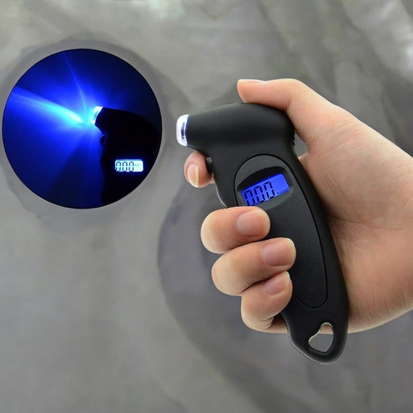 Manomètre Pression Pneu TG205 Noir – Embout Valve Universel Voiture Moto Vélo