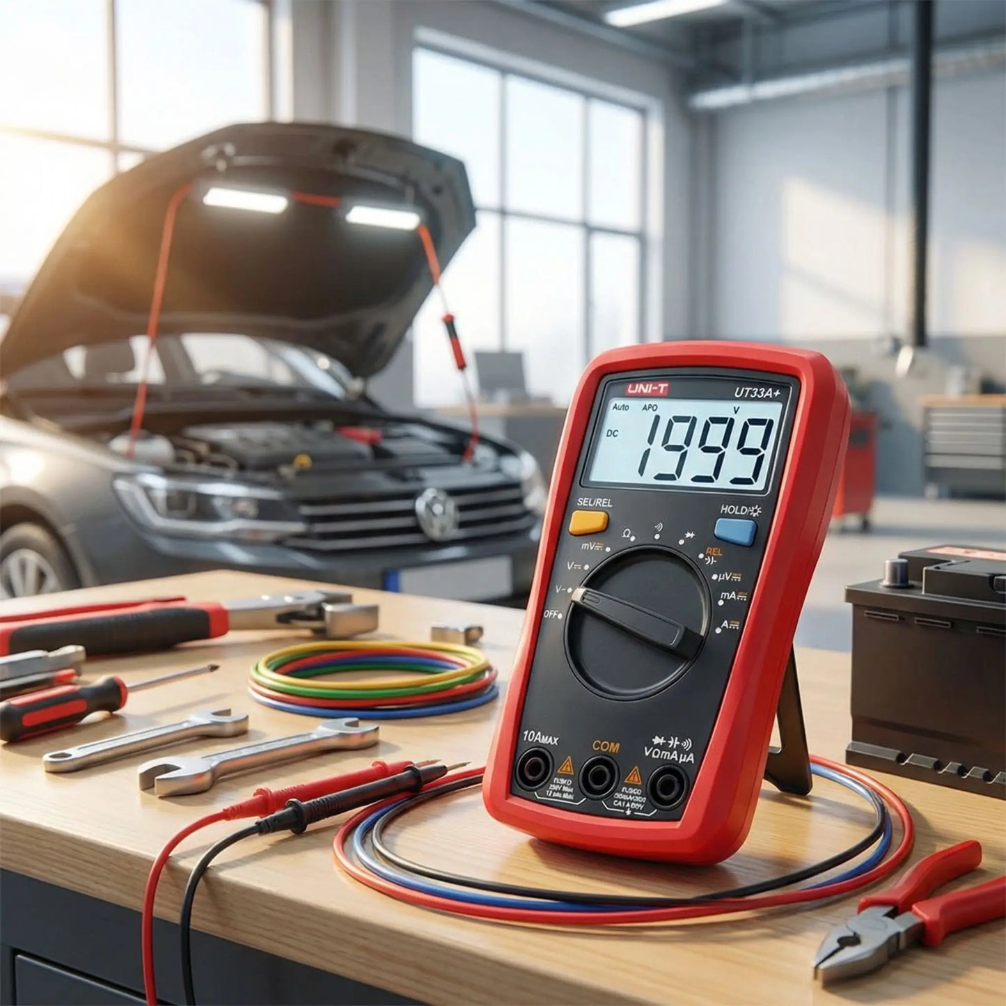 Multimètre auto professionnel UNI-T UT33 accessoires inclus sondes de mesure et câbles diagnostic électrique voiture