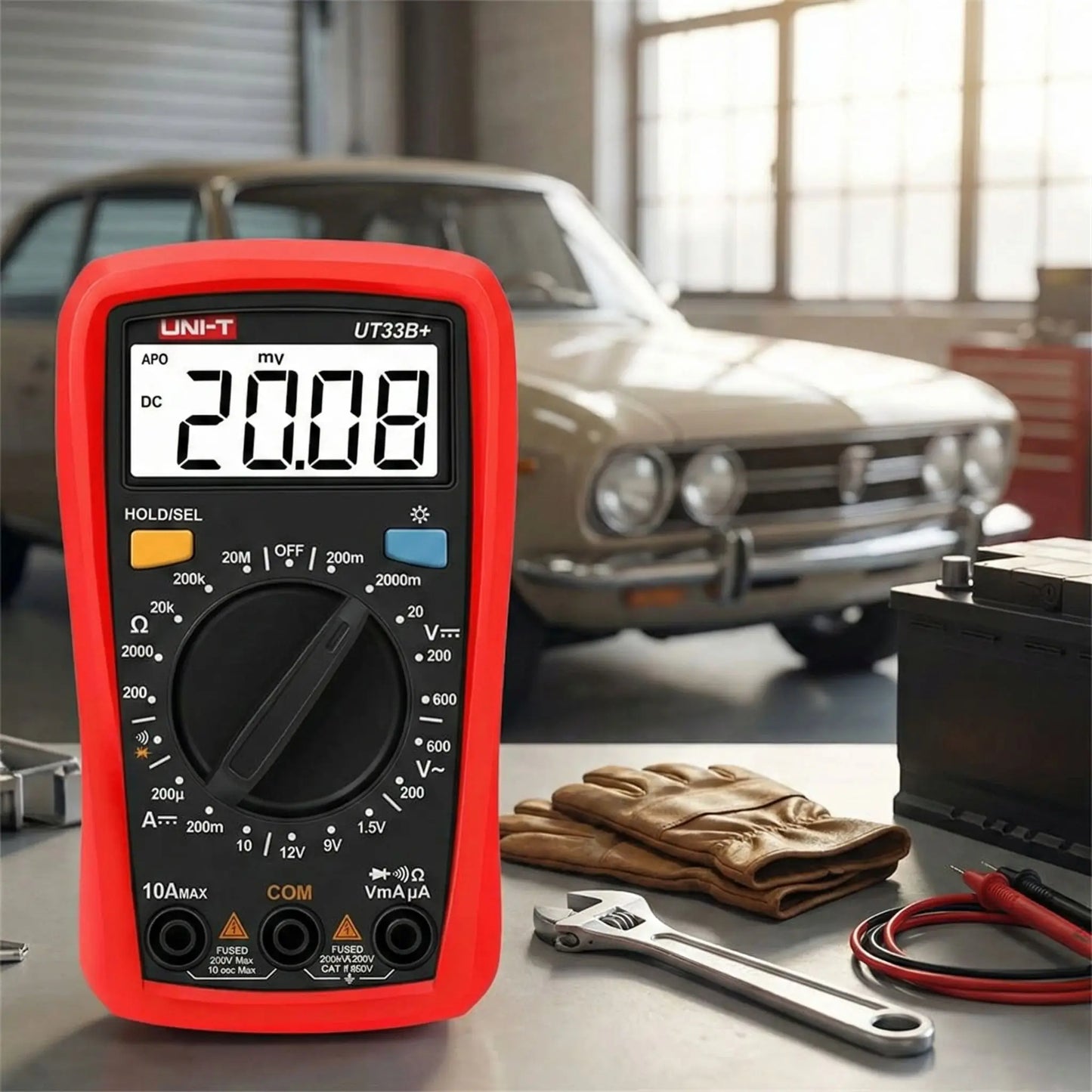 Multimètre auto professionnel UNI-T UT33 affichage numérique mesure tension courant résistance diagnostic électrique voiture
