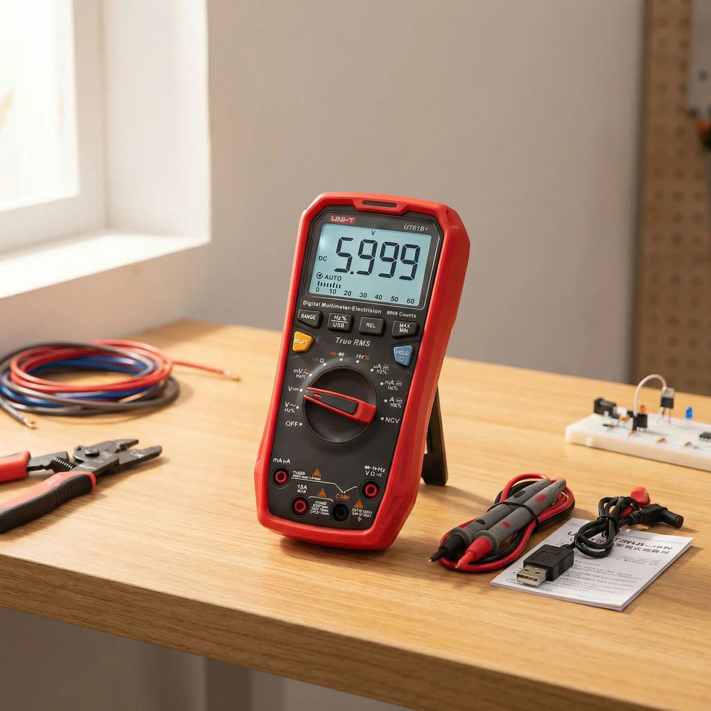 Multimètre auto professionnel UNI-T UT33 vues multiples angles appareil diagnostic électrique voiture compact portable