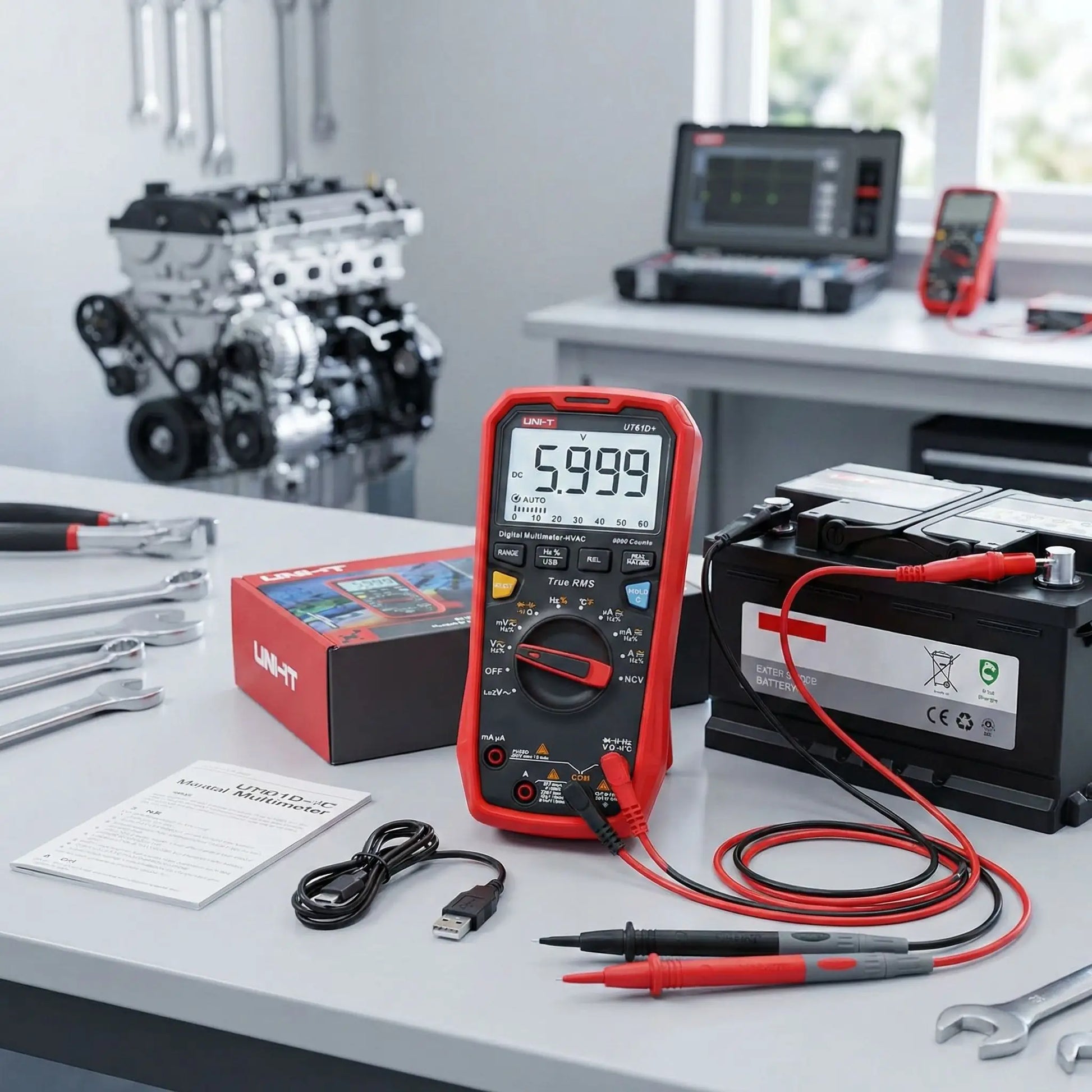 Multimètre auto professionnel UNI-T UT33 utilisation diagnostic électrique voiture mesure tension batterie 12V