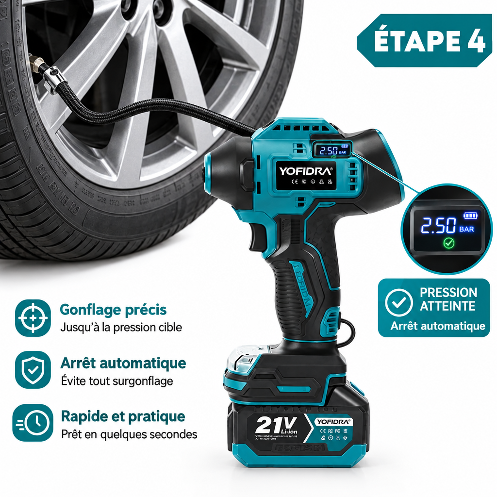 Pompe à Air Électrique YOFIDRA – Gonfleur de Pneus Haute Pression Compatible Batterie Makita