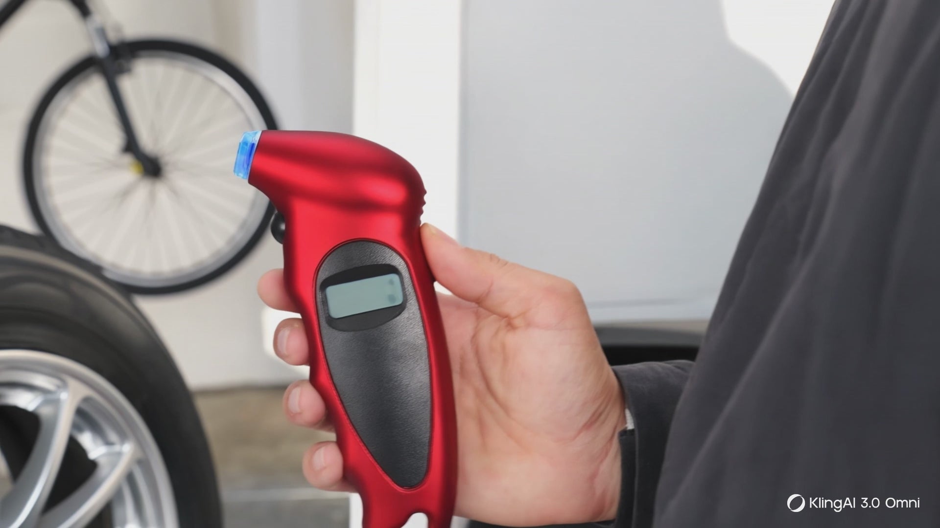 Manomètre pression pneu digital TG205 rouge – Écran LCD rétroéclairé, poignée ergonomique, 4 unités PSI, BAR, KPA, KGF