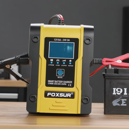 Démonstration du Chargeur de Batterie Intelligent EnergyBoost 12V/24V 6A – Charge en 7 étapes compatible AGM, GEL et Plomb pour voiture et camion – Complement Auto