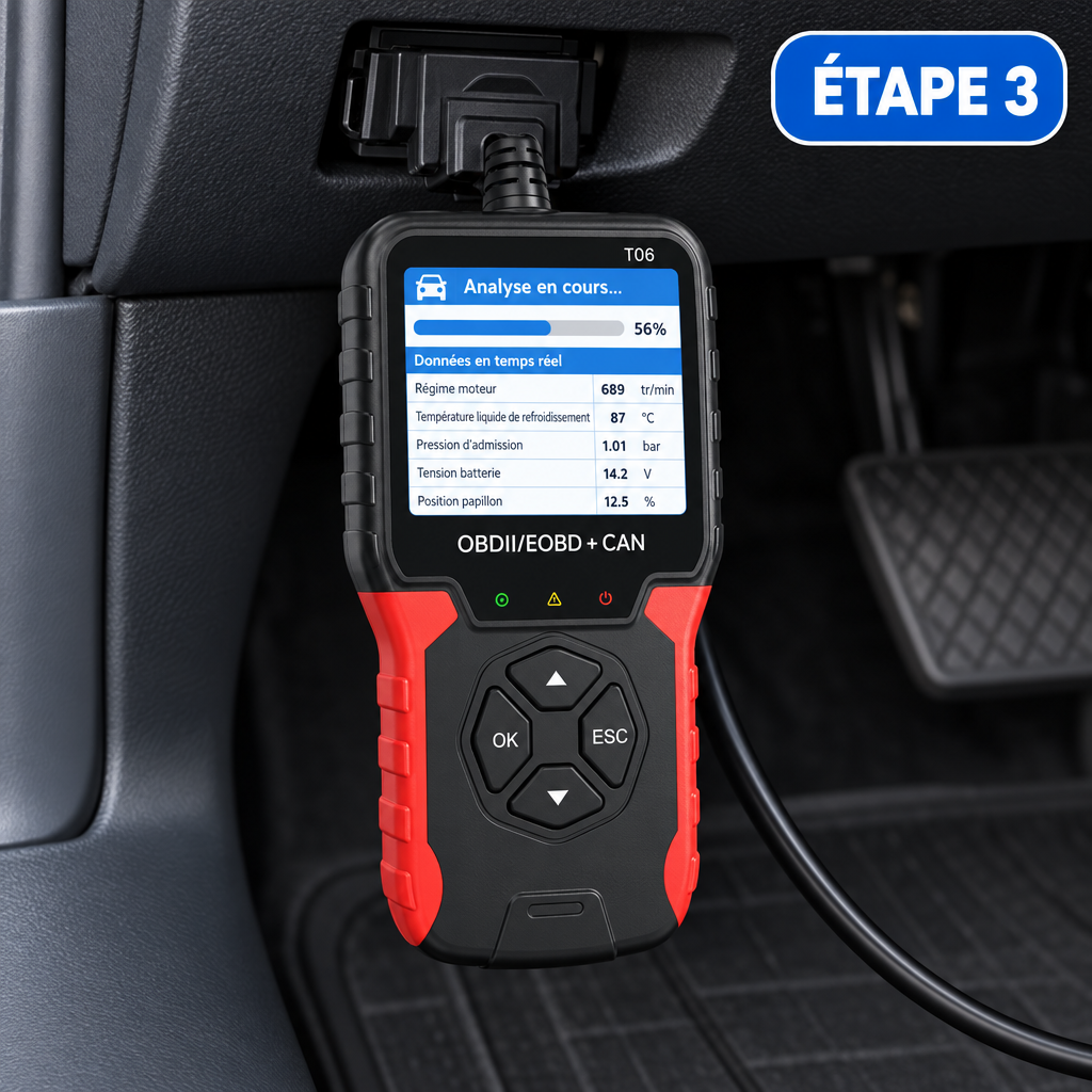Scanner Professionnel OBD2 RUOGINSS – Diagnostic Auto, Lecture & Effacement Codes Défauts, Compatible CAN OBDII
