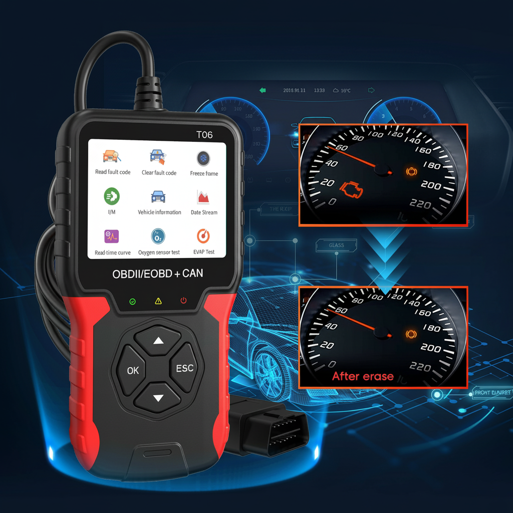 Scanner OBD2 RUOGINSS T06 – Avant et après effacement du voyant moteur