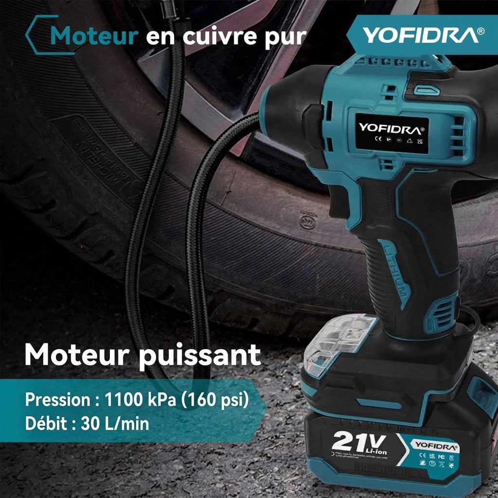 Pompe à Air Électrique YOFIDRA – Gonfleur de Pneus Haute Pression Compatible Batterie Makita