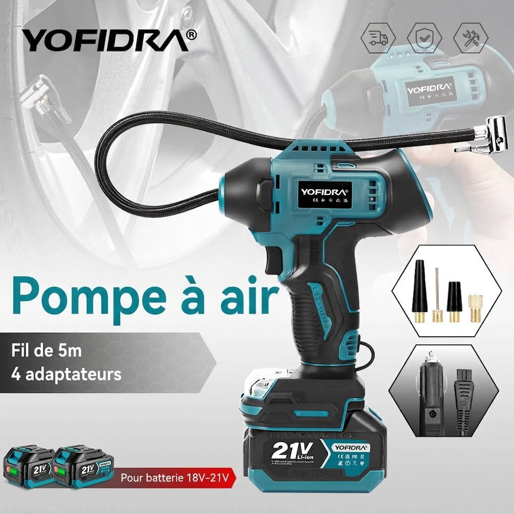 Pompe à Air Électrique YOFIDRA – Gonfleur de Pneus Haute Pression Compatible Batterie Makita